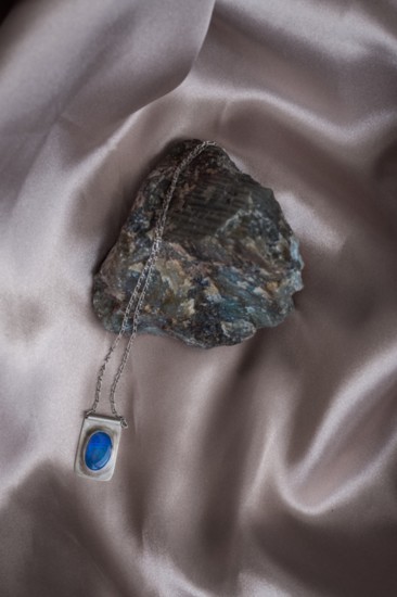 Lightning Ridge opal necklace. Australian-sourced opal (.925) sterling silver | $350