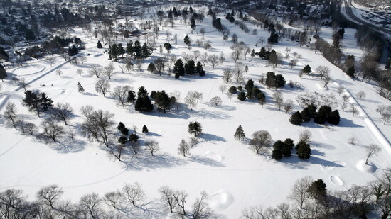 Newark Earthworks: Octagon Earthworks from above in winter. Courtesy of the Ohio History Connection.