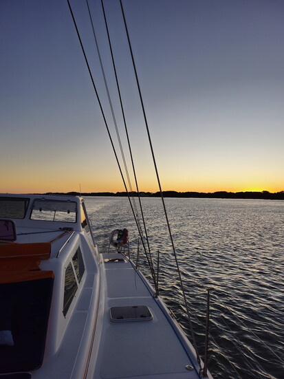 Sunset over the bay as seen from the sunset cruise on The Alyosha. Photo Credit: Trevor Joppich