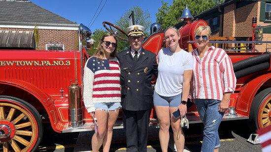 Newtown Township Fire Chief Glenn Forsyth and family. / Photo by Erin Kleinguenther
