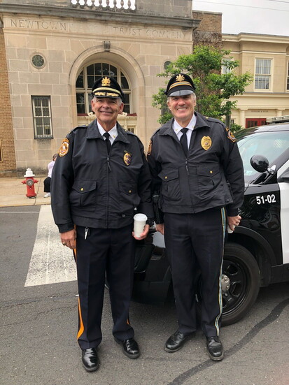 Newtown Borough Chief James Sabath (on right) and former Newtown Township Chief Pasqualini
