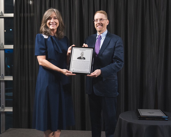 Rena Youngblood presented Dr. David Bader with the Heatherington Award for Technological Innovation 