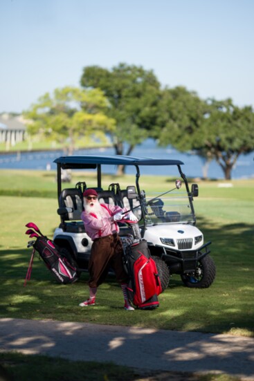 Conroe Golf Cars’ 2024 D5 Evolutio Lithium ION LSV Street Legal Four Seater, with April Sound Country Club Ping Pioneer Bag, and Ladies Callaway Reva Golf Set. 