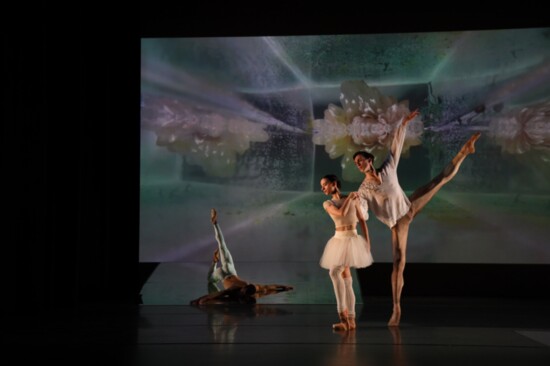 Ricardo Rhodes, Marijana Dominis, and Richard House in Jessica Lang's "Shades of Spring" (Photography by Frank Atura).