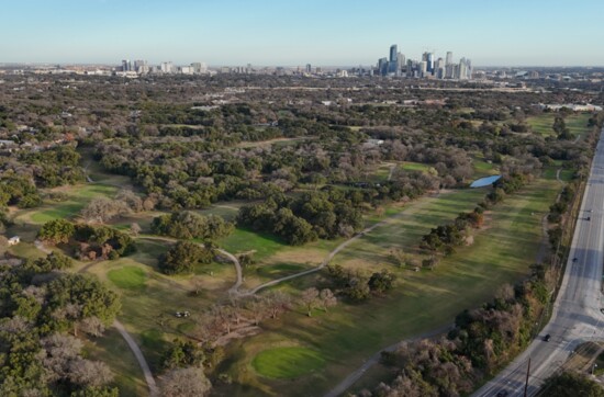 An arial view of 'Muny,' providing more than 140 acres of green space in Central Austin, just west of downtown .