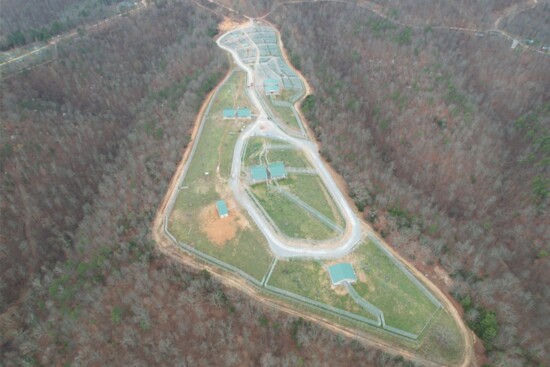 An aerial view of the Turpentine Creek property; about a third of the refuge's 460 acres is currently used.