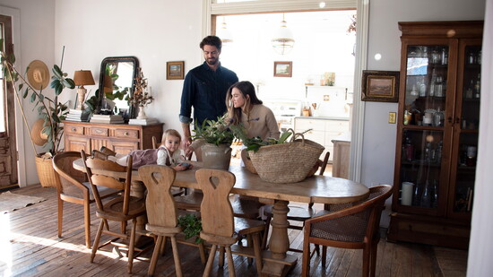 Claire, Adam, and Lettie in the heart of the home.