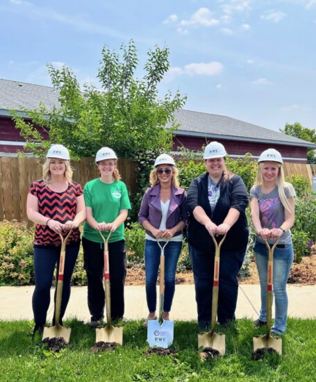 Lesley Irwin and staff at the ceremonial groundbreaking for the future Animal House Shelter. 