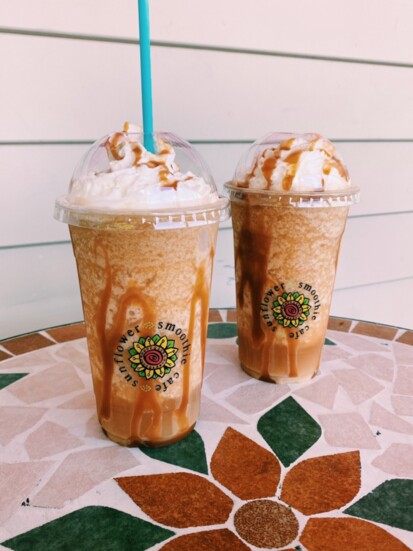 Caramel Apple Cider Smoothies from Sunflower Smoothie Cafe 