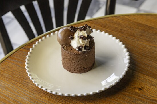 Chocolate Cremeux served with Kouign Amann Ice Cream