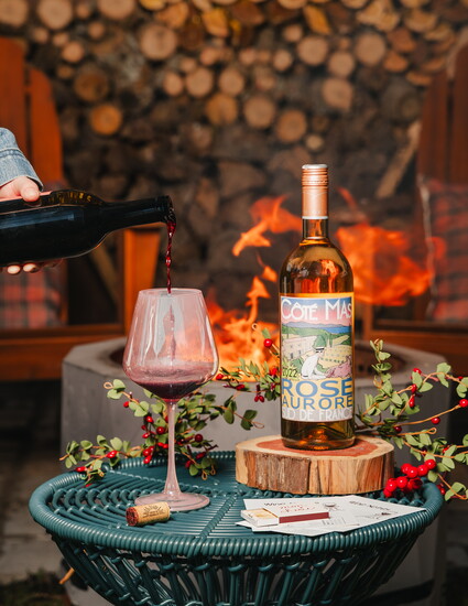 Choose to pour your wine inside or fireside.