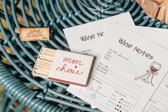 An example of homemade wine tasting cards.