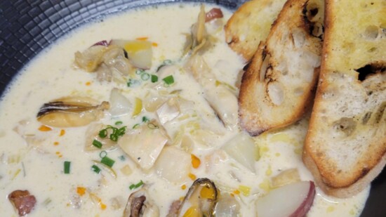 Seafood Prosecco Cream Stew. Photo Credit: Michael Clough.