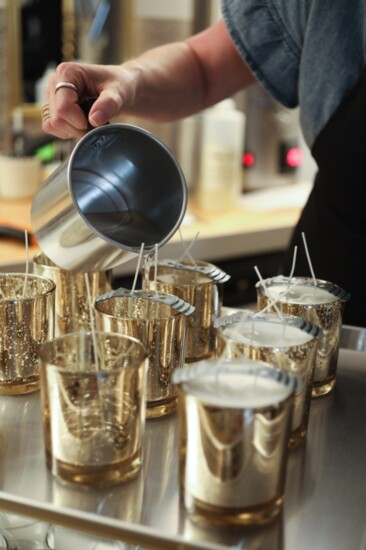 Melissa Hart pouring candles