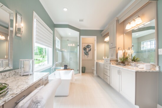 Bathrooms incorporate subdued lighting and open spaces to maximize appeal.