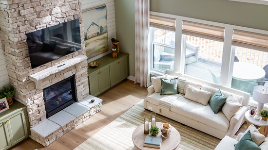 The two-story great room is the perfect place to relax and entertain.