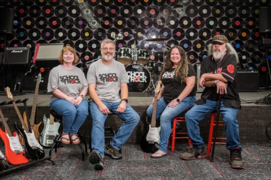 School of Rock co-owners (L-R) Melanie Szymczak, Matt Szymczak, Stephanie Ryan, and Larry Flyr.