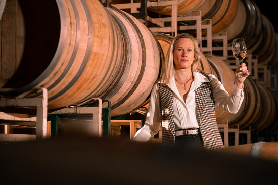Emily Hodson in the barrel room. Photo Credit: Jeremy Chapline/@thecharredcask