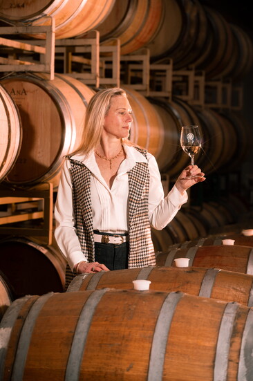 Emily Hodson in the barrel room. Photo Credit: Jeremy Chapline/@thecharredcask