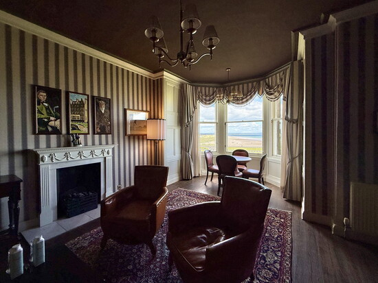 The view from a suite at Rusacks St. Andrews overlooking the Old Course and West Sands Beach.