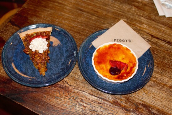 Peggy's on the Green's Pecan Pie and Crème brûlée
