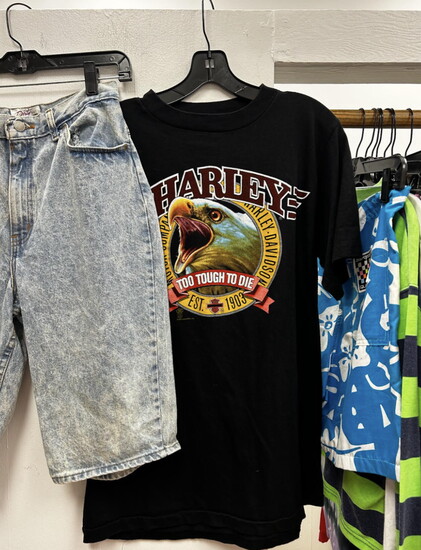 Vintage on Ninth - 80s Harley Davidson T-shirt + 1990s Long Denim Shorts