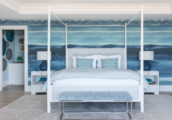 The calming color palette for the home was inspired by the colors found in the Long Island Sound, from sea to sky.