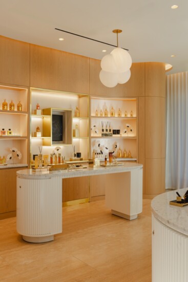 Guerlain products on display at the spa