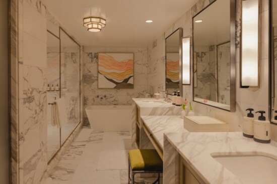 A guestroom bathroom