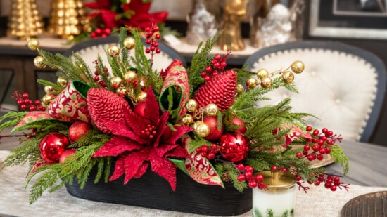 A colorful centerpiece brightens the holiday table.