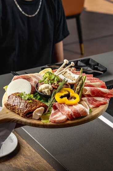 Combo Platter - Galbi, Bugogi, Porkbelly, and Beef Brisket