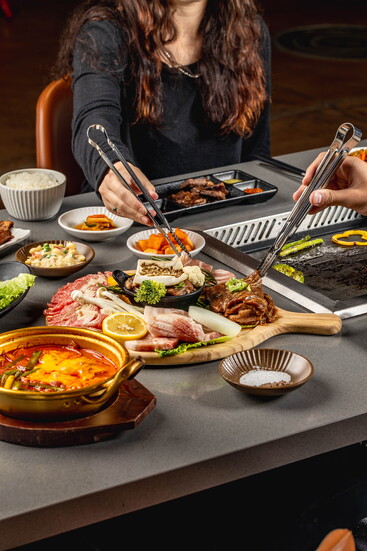 Combo Platter - Galbi, Bugogi, Porkbelly, and Beef Brisket