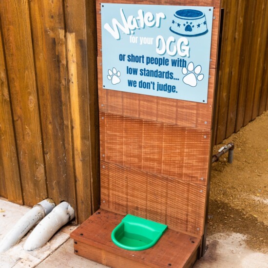 Selah also is a pet-friendly establishment. Love the sign on this pet watering bowl fixture.