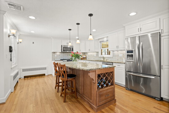 A kitchen staged by Paul Ostop.