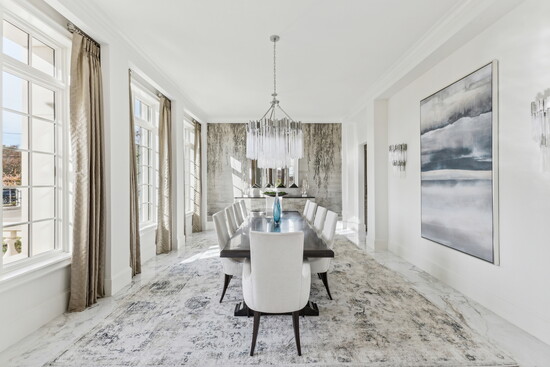 A beautiful dining room rady for entertaining family and friends.