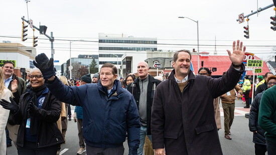 With Rep Jim Hines in The Stamford Downtown Thanksgiving Parade Spectacular