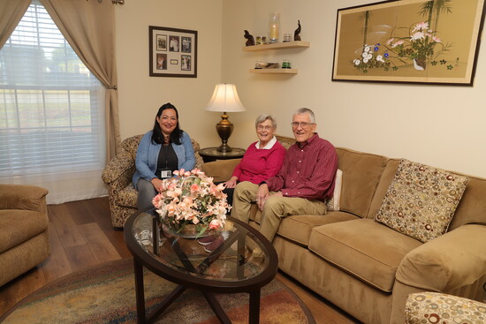 From Left: SHS Caregiver Eva Monge, Caroline Engel and Ken Engel.