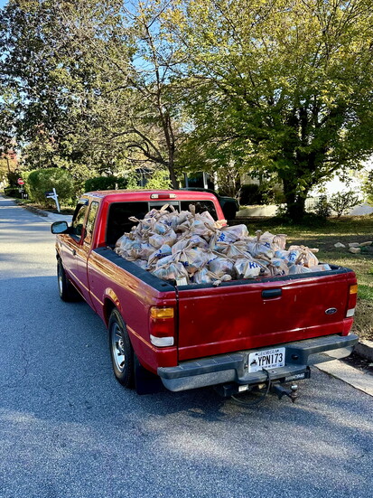 Every bag tells a story of care: a truck packed with weekend meals ready to be delivered to hungry students.