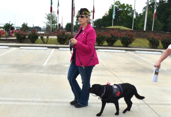 Beignet walking with Marcey