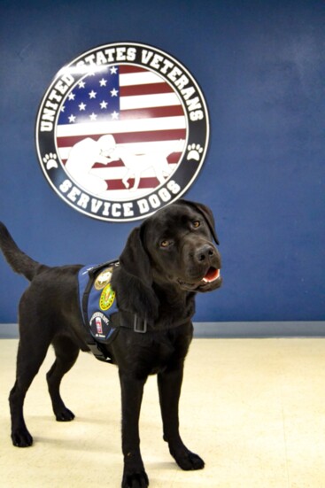 Beignet poses after completing training. 