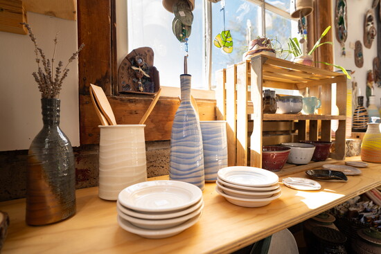 A retail shop space in the front of Mud Lake Studios offers a beautiful spot for members to show and sell their work. 