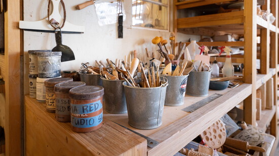 A few tools of the trade and supplies for purchase are offered for members at Mud Lake Studios. 