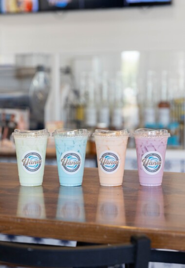Hanai's cream sodas in lime, blue raspberry, orange and cherry. 