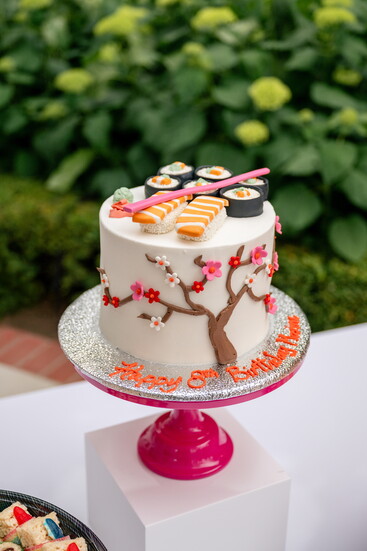 The custom sushi-themed cake by The Home Bakery in Rochester
