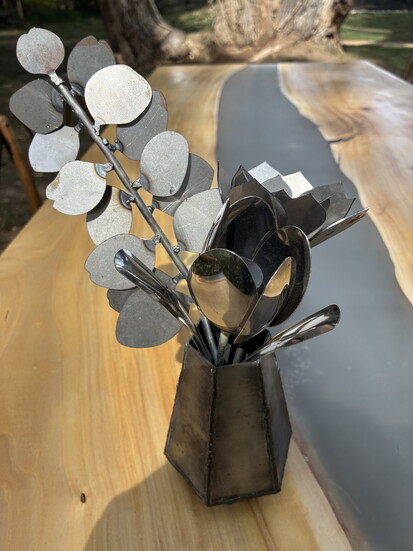 Unique metal flower sculpture by Iron Studio, LLC.