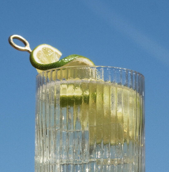 The Rivi Gin Rickey: 2 oz. Rivi Gin Original Gin 1 oz. Fresh Lime Juice 3 oz. Club Soda Lime slices for garnish