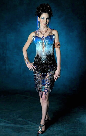Cara DiMassimo in her self-created glass dress. Photo courtesy of The Glass Palette.