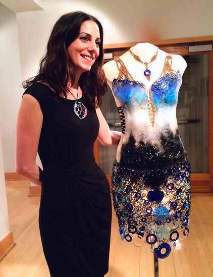 Cara DiMassimo with her self-created glass dress. Photo courtesy of The Glass Palette.