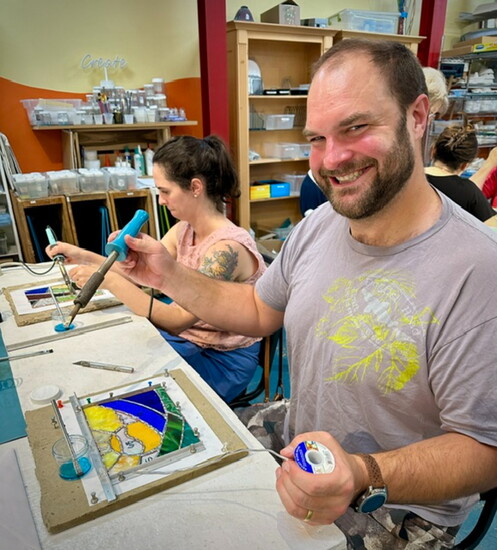 Art-making at The Glass Palette. Photo courtesy of The Glass Palette. 