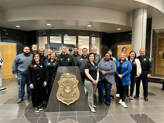 Class of 2024 members touring the West Chester Police Department during the criminal justice day.